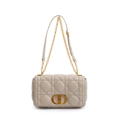 Christian Dior 2022 Taupe Supple Cannage Calfskin Leather Medium Dior Caro Bag Rovelle Bags