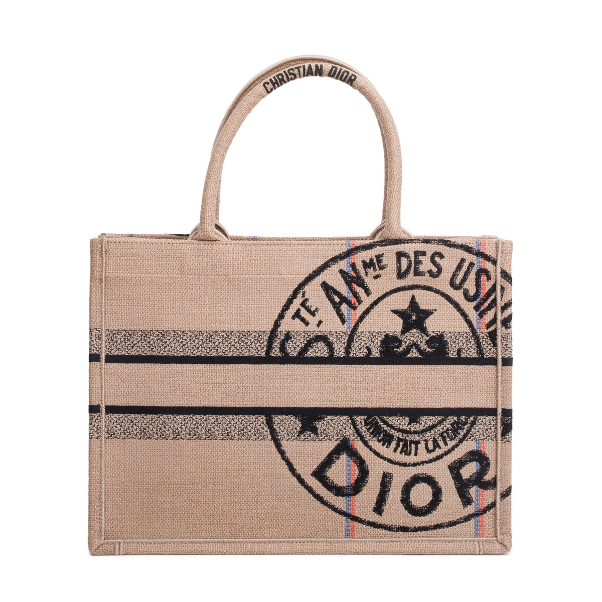Christian Dior 2023 Beige Canvas L'Union Fait La Force Medium Book Tote Rovelle Bags