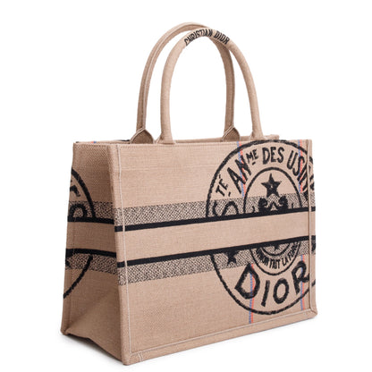 Christian Dior 2023 Beige Canvas L'Union Fait La Force Medium Book Tote Rovelle Bags