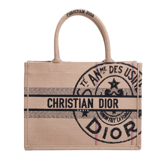 Christian Dior 2023 Beige Canvas L'Union Fait La Force Medium Book Tote Rovelle Bags