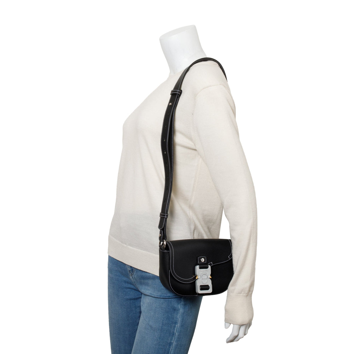 Christian Dior 2023 Black Calfskin Leather Mini Saddle Messenger Bag Rovelle Bags