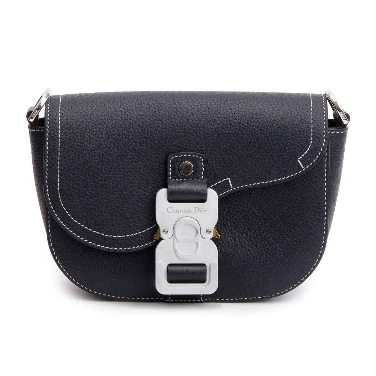 Christian Dior 2023 Black Calfskin Leather Mini Saddle Messenger Bag Rovelle Bags