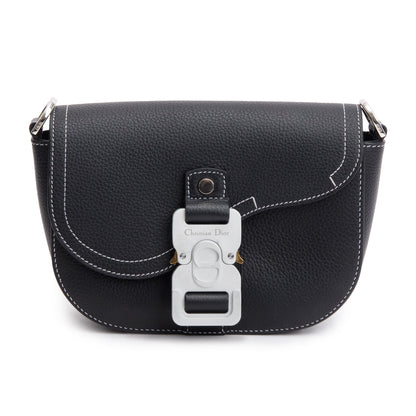Christian Dior 2023 Black Calfskin Leather Mini Saddle Messenger Bag Rovelle Bags