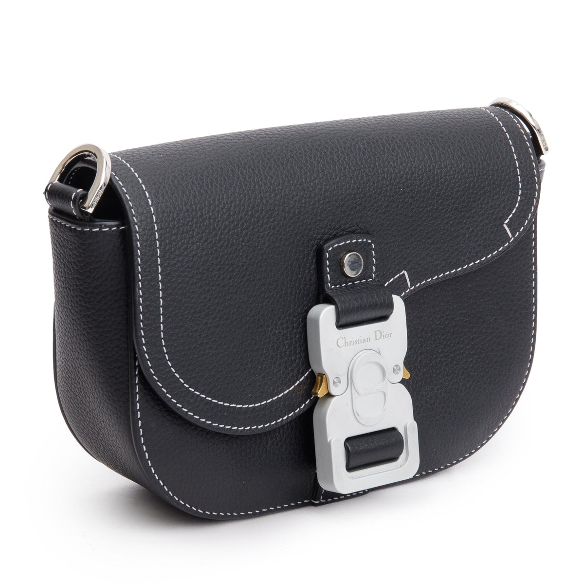 Christian Dior 2023 Black Calfskin Leather Mini Saddle Messenger Bag Rovelle Bags