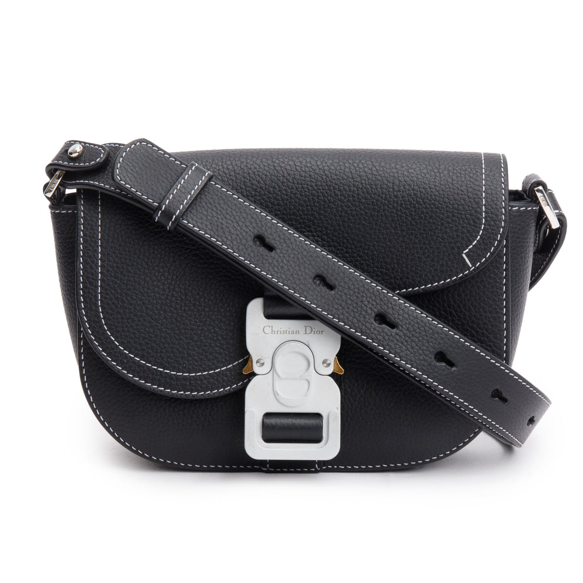 Christian Dior 2023 Black Calfskin Leather Mini Saddle Messenger Bag Rovelle Bags