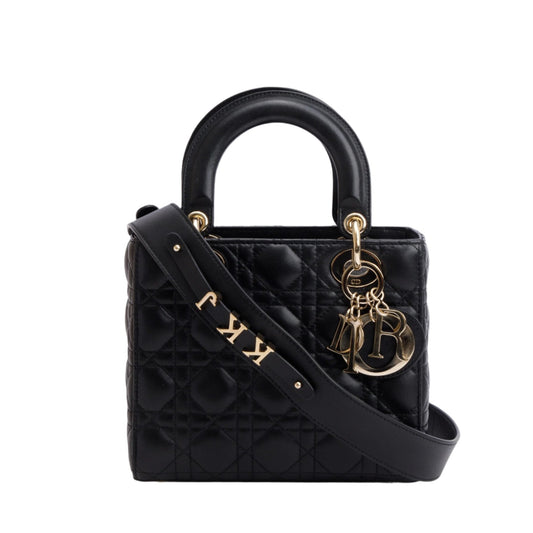 Christian Dior 2023 Black Cannage Lambskin Leather Small Lady Dior Bag Rovelle Bags