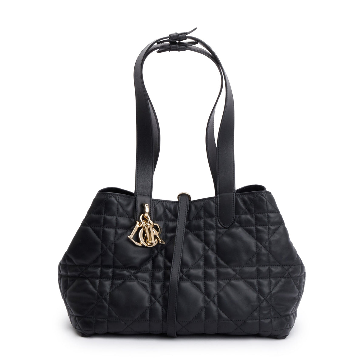 Christian Dior 2023 Black Macrocannage Calfskin Leather Medium Toujours Bag Rovelle Bags