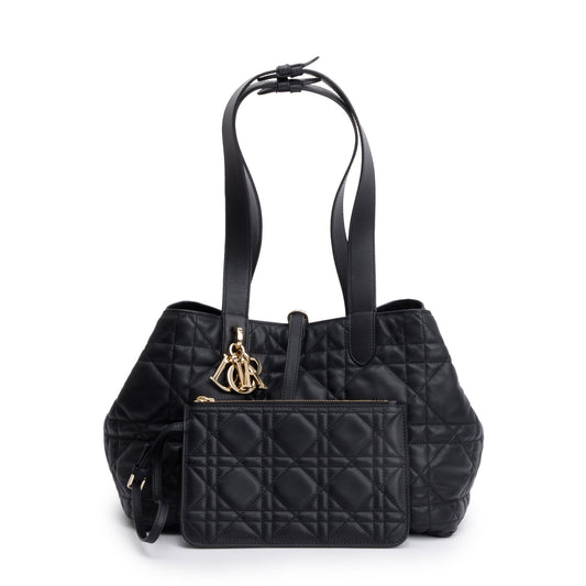 Christian Dior 2023 Black Macrocannage Calfskin Leather Medium Toujours Bag Rovelle Bags
