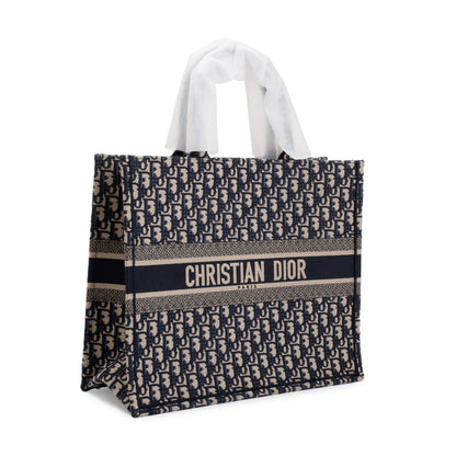Christian Dior 2023 Ecru and Blue Dior Oblique Embroidery Large Book Tote Rovelle Bags