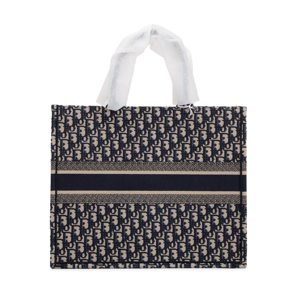 Christian Dior 2023 Ecru and Blue Dior Oblique Embroidery Large Book Tote Rovelle Bags