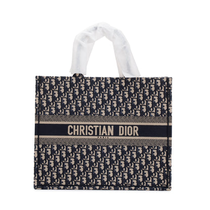 Christian Dior 2023 Ecru and Blue Dior Oblique Embroidery Large Book Tote Rovelle Bags