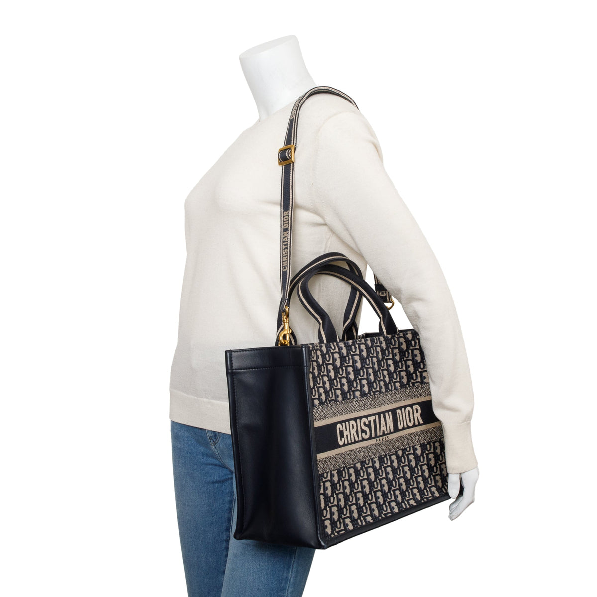 Christian Dior 2023 Navy Oblique Embroidered Medium Book Tote Rovelle Bags