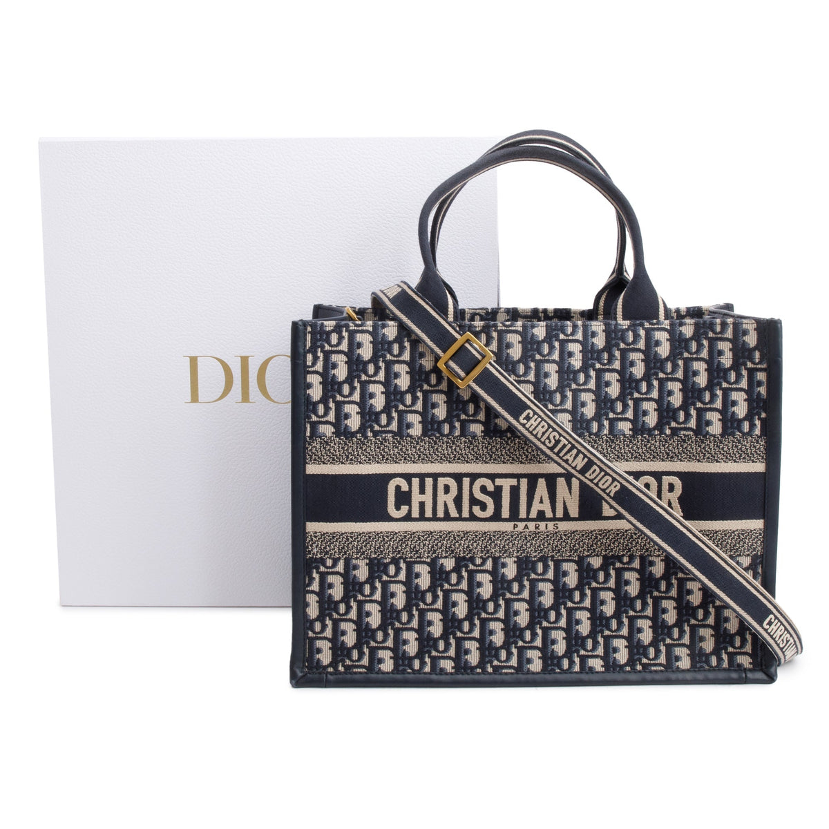 Christian Dior 2023 Navy Oblique Embroidered Medium Book Tote Rovelle Bags