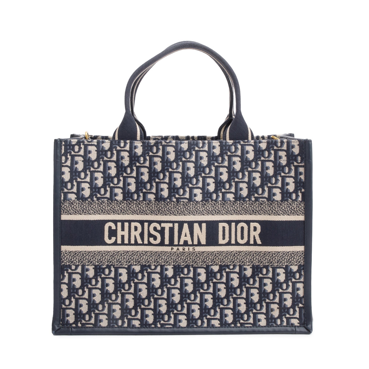 Christian Dior 2023 Navy Oblique Embroidered Medium Book Tote Rovelle Bags