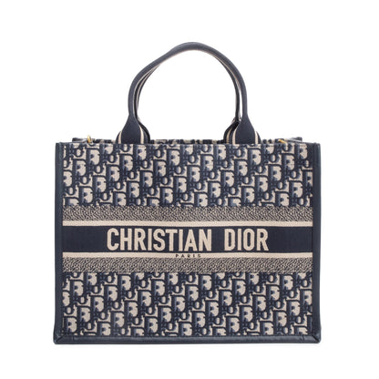Christian Dior 2023 Navy Oblique Embroidered Medium Book Tote Rovelle Bags