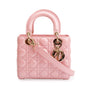 Christian Dior 2023 Pink Metallic Cannage Lambskin Leather Small Lady Dior Bag Rovelle Bags