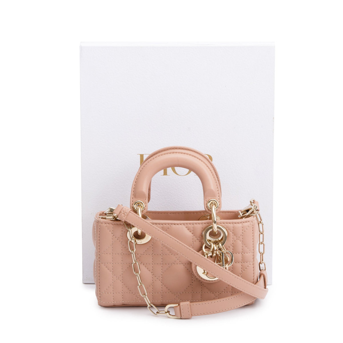 Christian Dior 2023 Rose Des Vents Cannage Lambskin Micro Lady D-Joy Bag Rovelle Bags