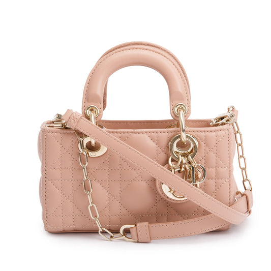 Christian Dior 2023 Rose Des Vents Cannage Lambskin Micro Lady D-Joy Bag Rovelle Bags