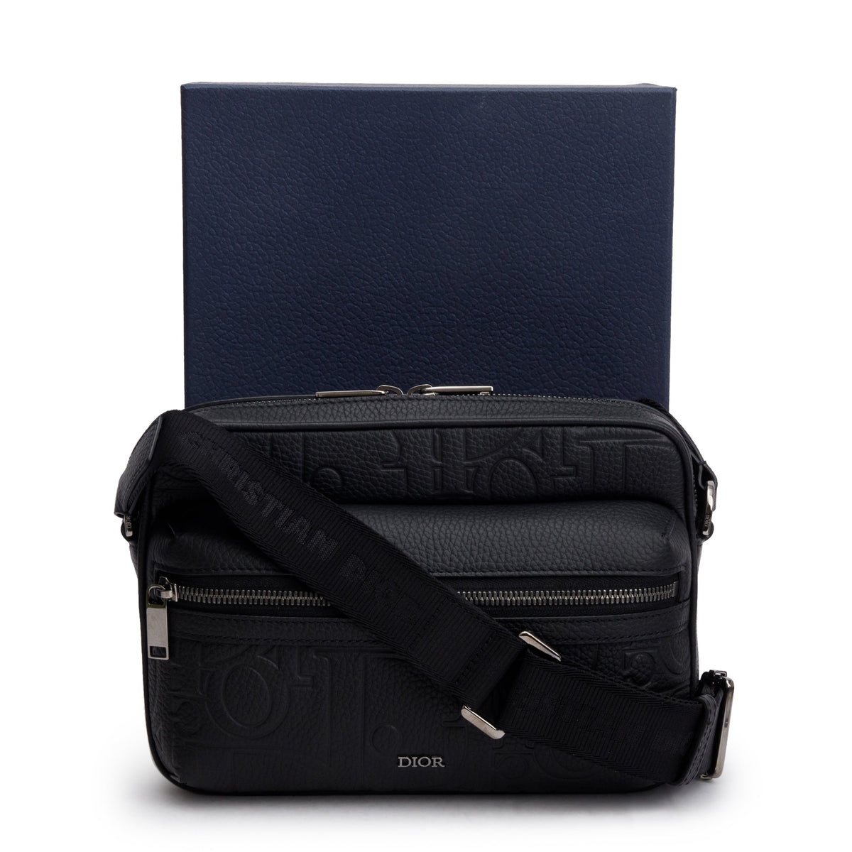 Christian Dior 2024 Black Leather Rider 2.0 Zipped Messenger Bag Rovelle Bags