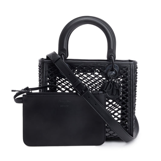 Christian Dior 2024 Black Leather So Black Medium Lady Dior Bag Rovelle Bags