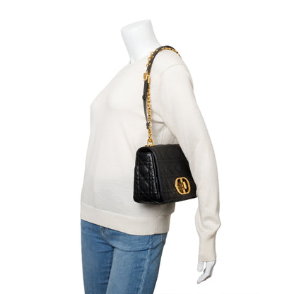 Christian Dior 2024 Black Supple Cannage Calfskin Leather Medium Dior Caro Bag Rovelle Bags
