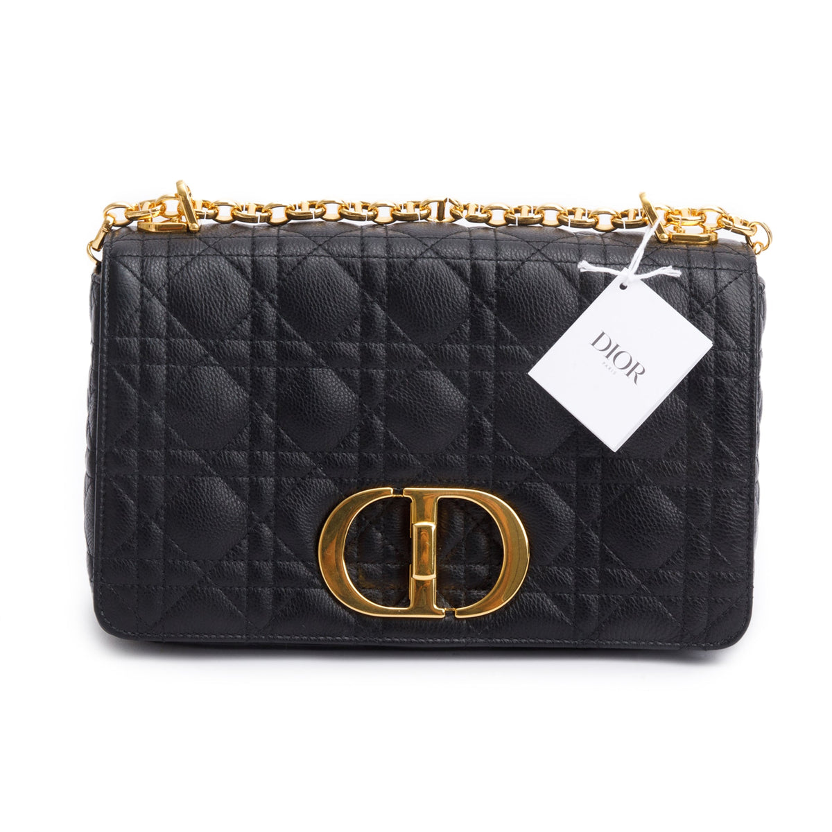 Christian Dior 2024 Black Supple Cannage Calfskin Leather Medium Dior Caro Bag Rovelle Bags