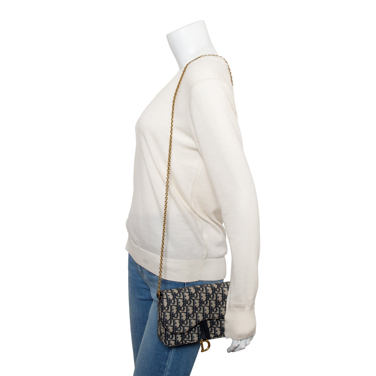 Christian Dior 2024 Oblique Jacquard Saddle Pouch with Chain Rovelle Bags