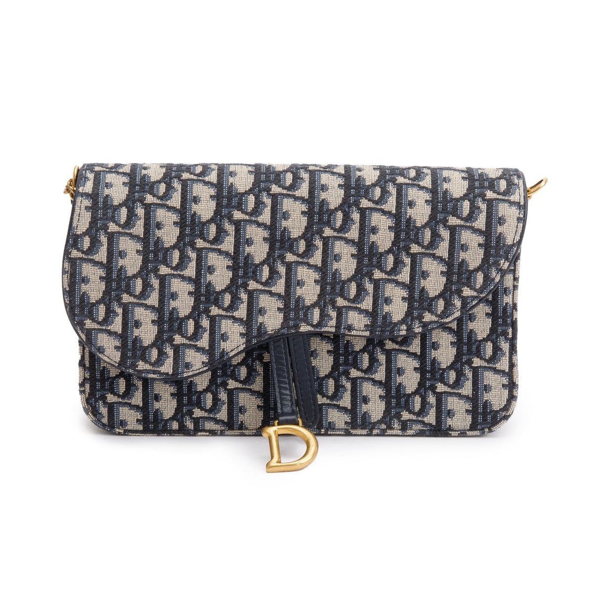 Christian Dior 2024 Oblique Jacquard Saddle Pouch with Chain Rovelle Bags