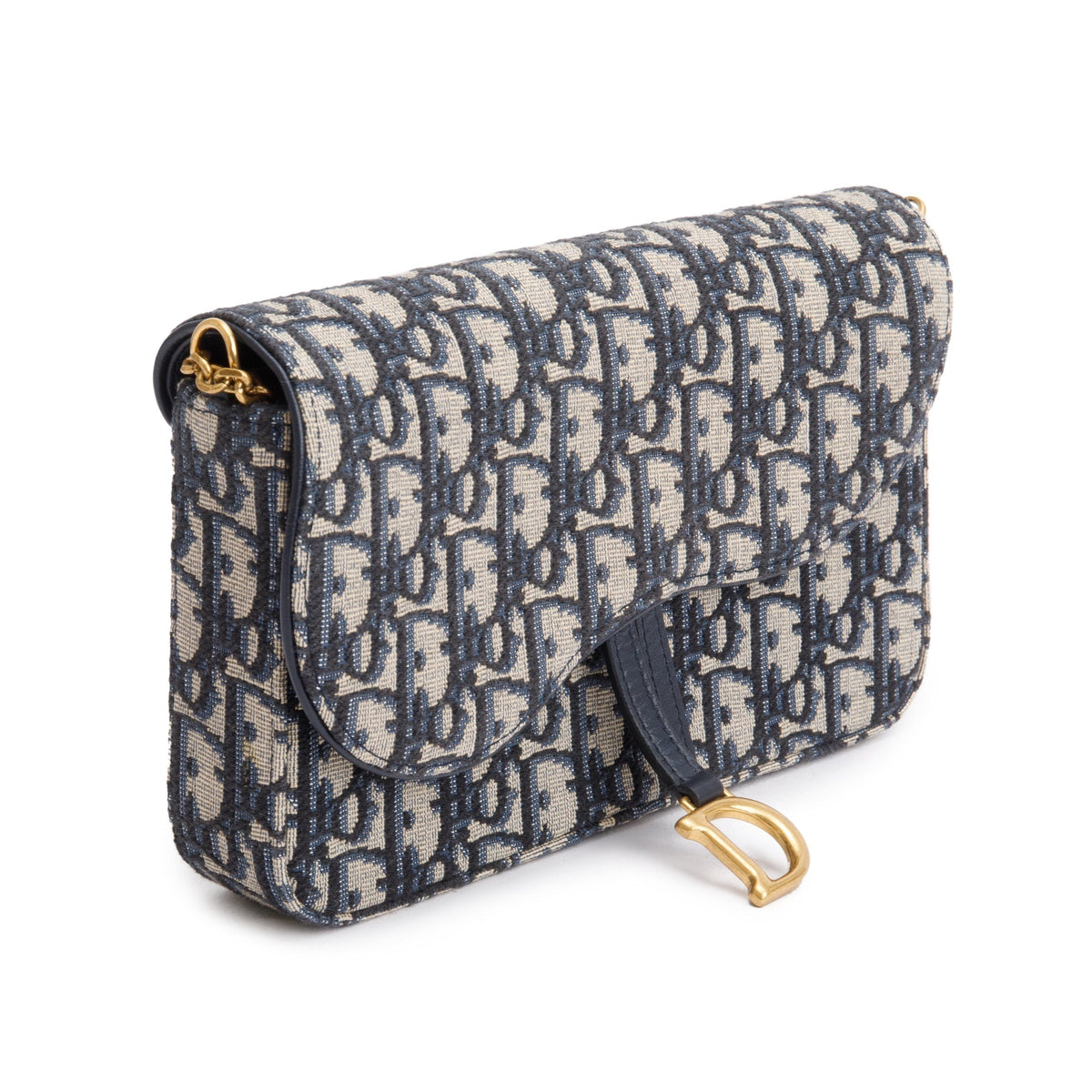 Christian Dior 2024 Oblique Jacquard Saddle Pouch with Chain Rovelle Bags
