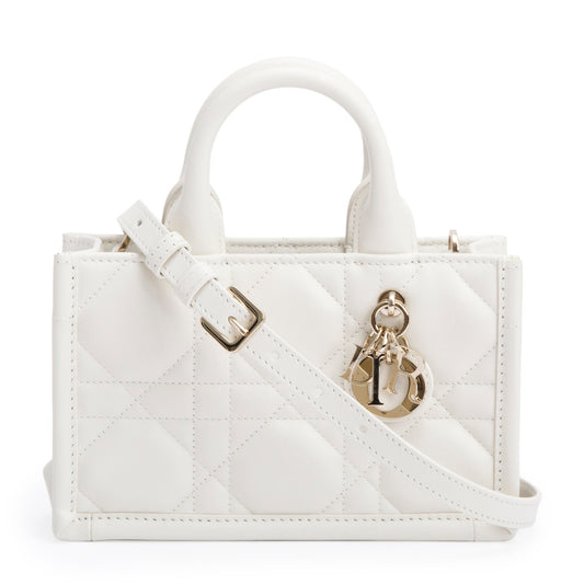 Christian Dior 2024White Macrocannage Lambskin Mini Book Tote Rovelle Bags