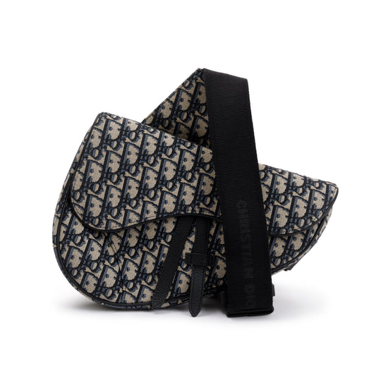 Christian Dior Beige & Black Oblique Mens Saddle Bag Rovelle Bags