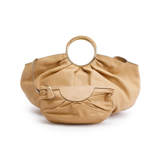 Christian Dior Beige Calfskin Leather Soft Babe Handle Bag Rovelle Bags