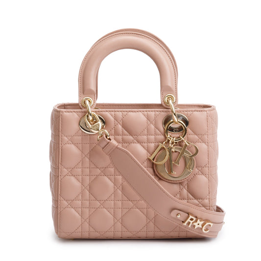 Christian Dior Beige Cannage Lambskin Leather Small Lady Dior My Abcdior Bag Rovelle Bags