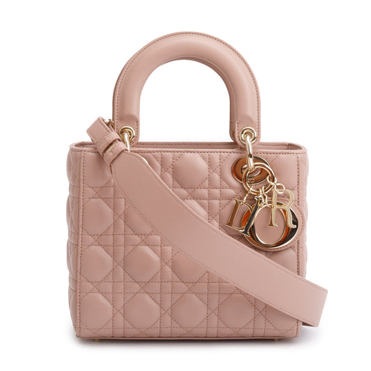 Christian Dior Beige Cannage Lambskin Leather Small Lady Dior My Abcdior Bag Rovelle Bags