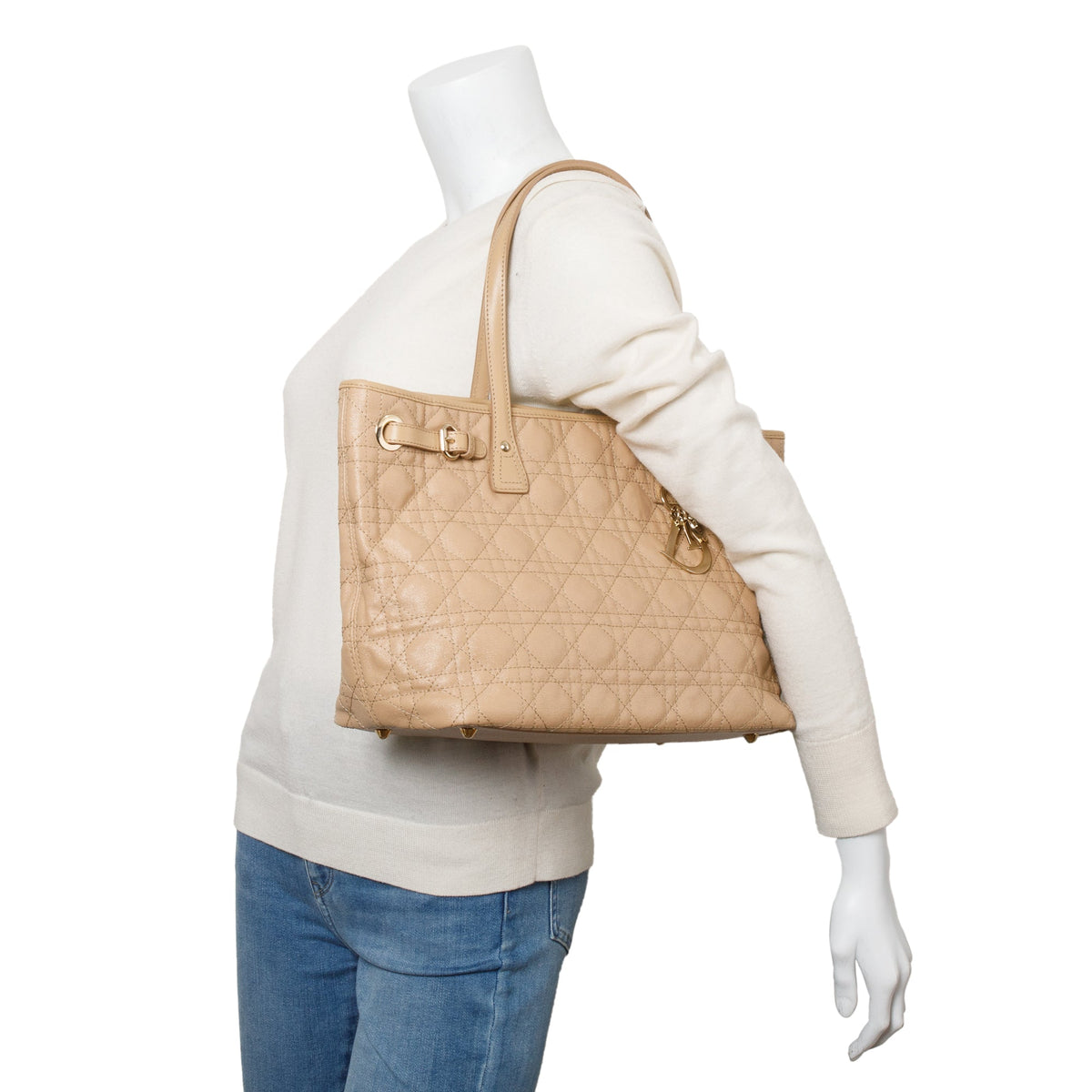 Christian Dior Beige Cannage Panarea Shopping Tote Rovelle Bags