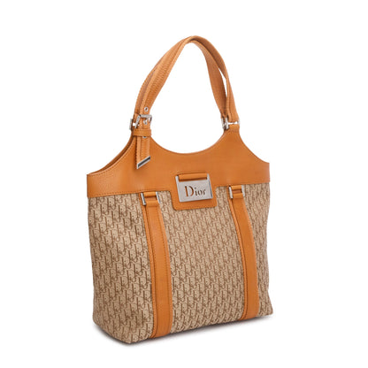 Christian Dior Beige Diorissimo Canvas Tan Leather Trim Street Chic Bag Rovelle Bags