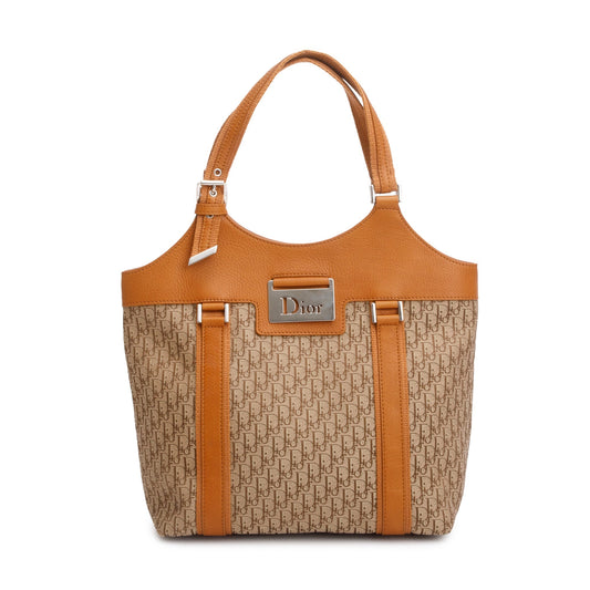 Christian Dior Beige Diorissimo Canvas Tan Leather Trim Street Chic Bag Rovelle Bags