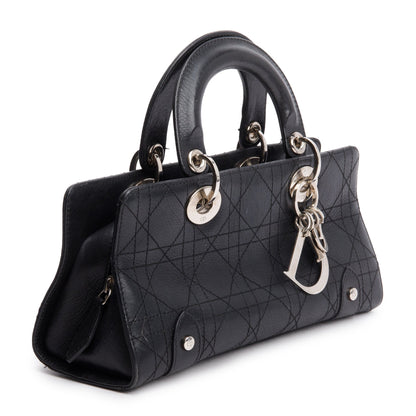 Christian Dior Black Calfskin Cannage Leather Small East West Lady Dior Bag Rovelle Bags