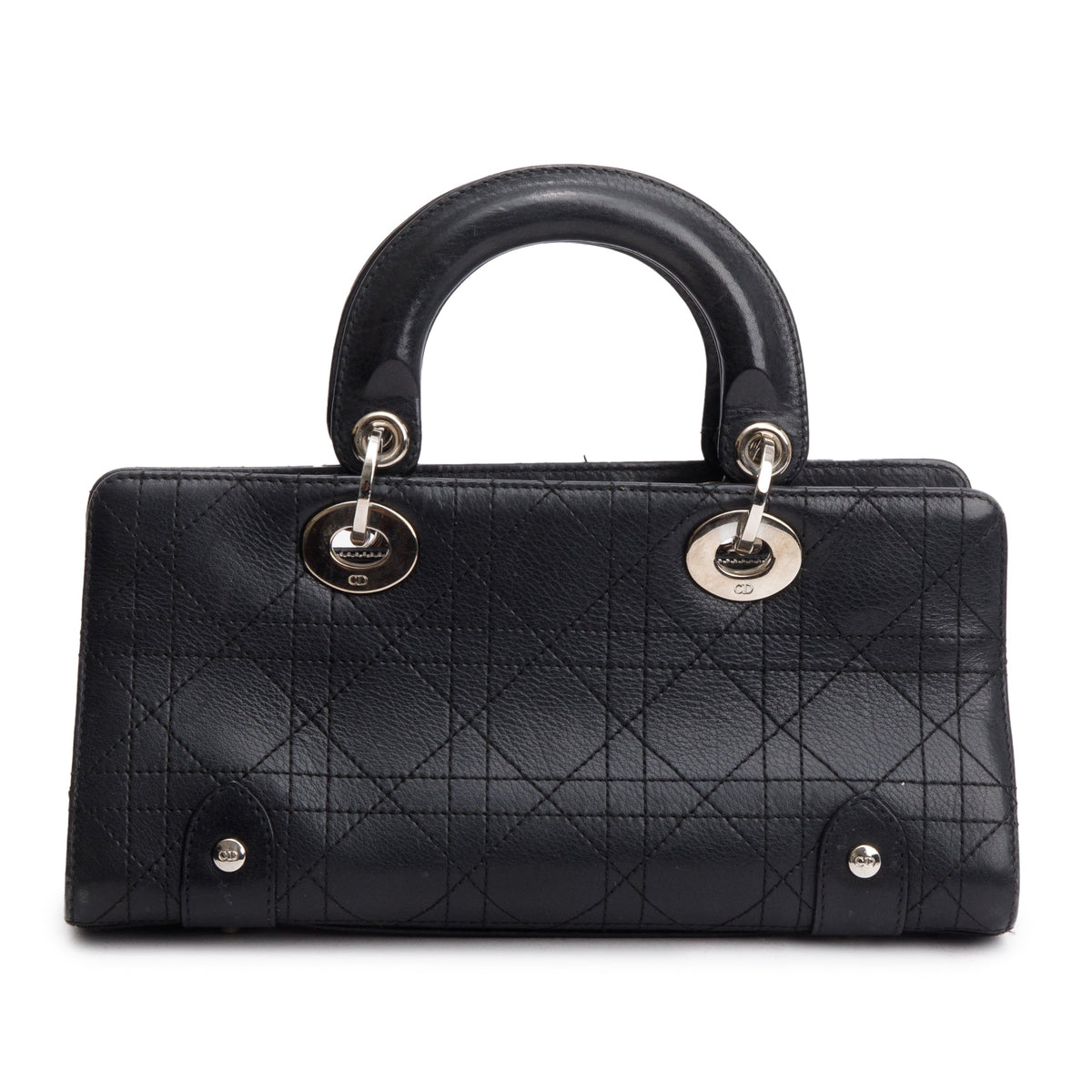 Christian Dior Black Calfskin Cannage Leather Small East West Lady Dior Bag Rovelle Bags