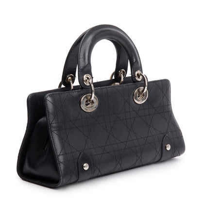 Christian Dior Black Calfskin Cannage Leather Small East West Lady Dior Bag Rovelle Bags