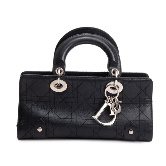 Christian Dior Black Calfskin Cannage Leather Small East West Lady Dior Bag Rovelle Bags