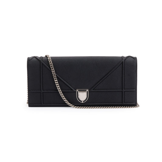Christian Dior Black Calfskin Leather Diorama Chain Clutch Rovelle Bags