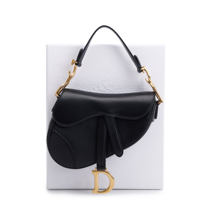 Christian Dior Black Calfskin Leather Mini Saddle Bag Rovelle Bags