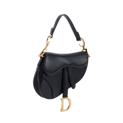 Christian Dior Black Calfskin Leather Mini Saddle Bag Rovelle Bags