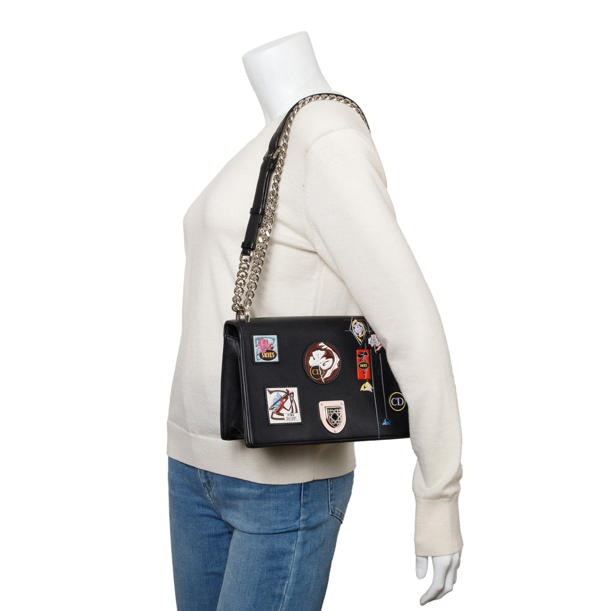 Christian Dior Black Calfskin Leather Paradise Diorama Flap Bag Rovelle Bags