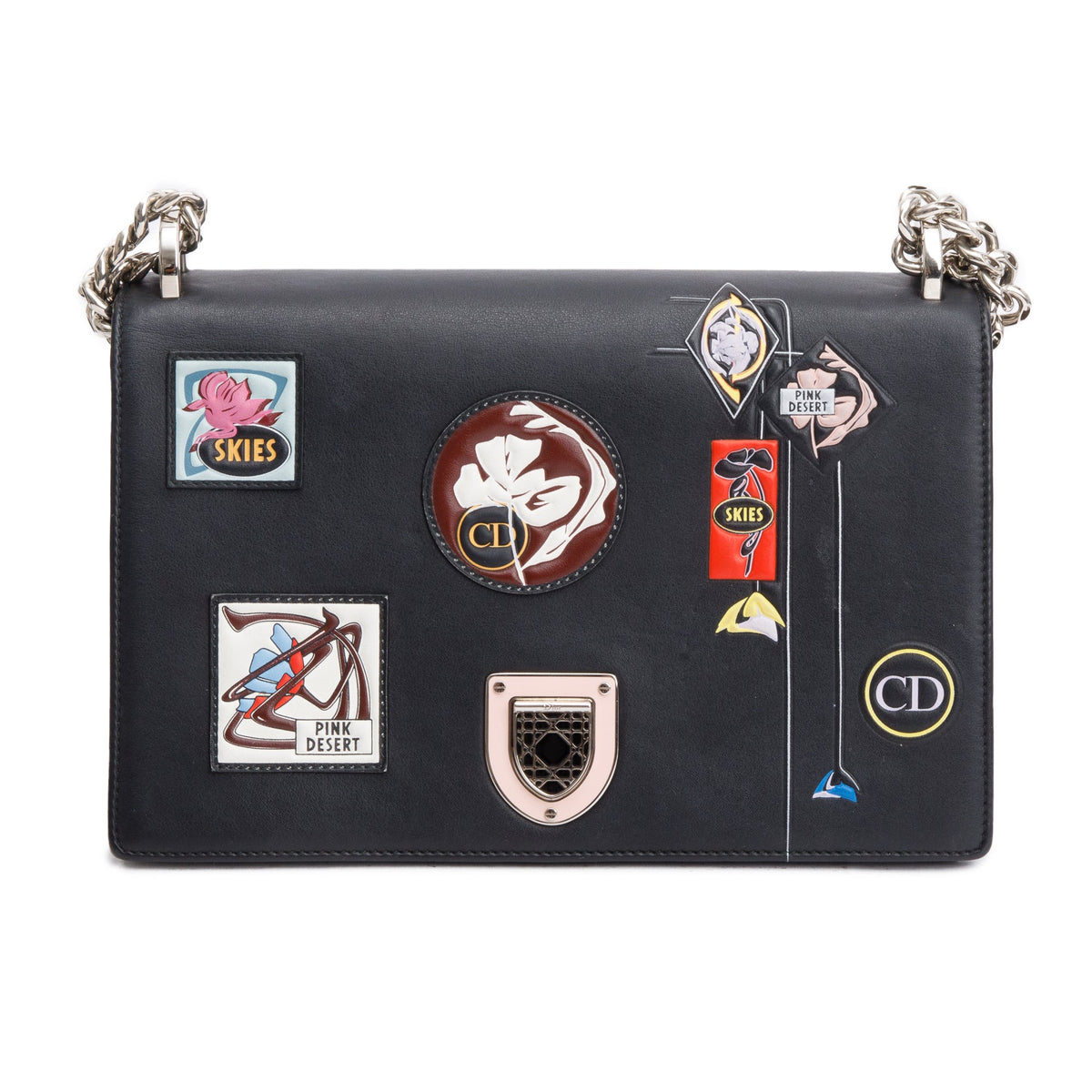 Christian Dior Black Calfskin Leather Paradise Diorama Flap Bag Rovelle Bags