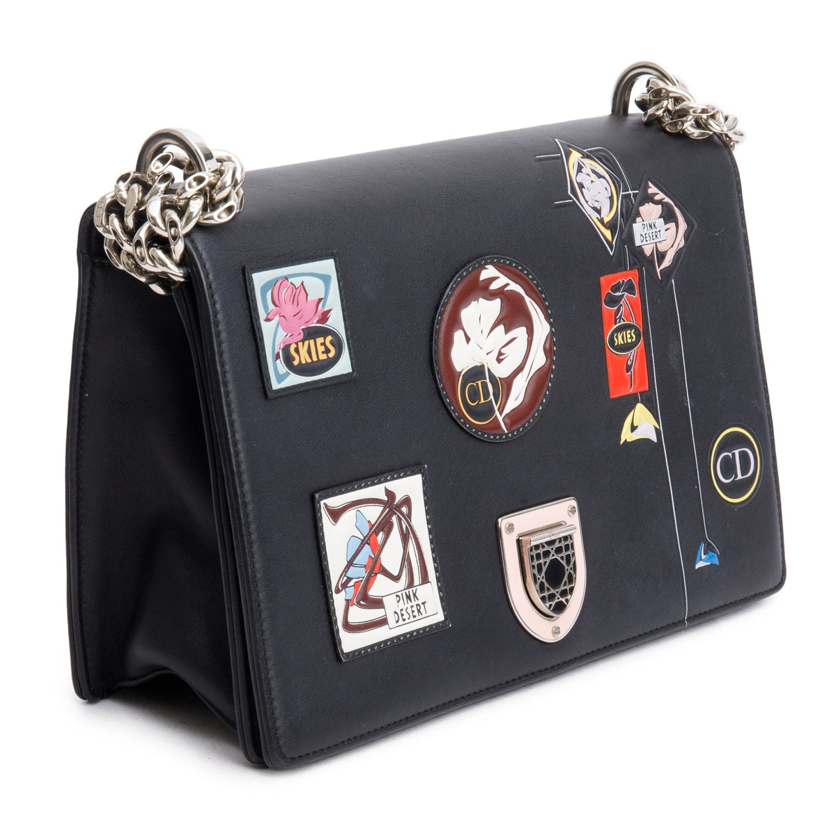 Christian Dior Black Calfskin Leather Paradise Diorama Flap Bag Rovelle Bags