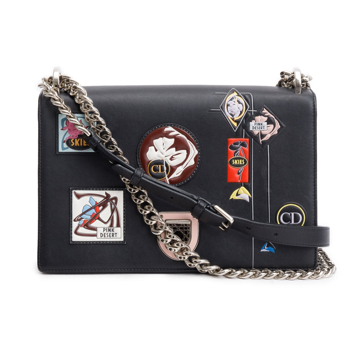 Christian Dior Black Calfskin Leather Paradise Diorama Flap Bag Rovelle Bags