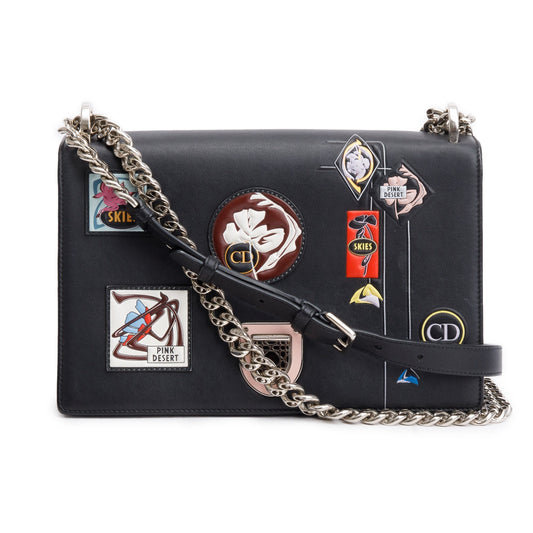 Christian Dior Black Calfskin Leather Paradise Diorama Flap Bag Rovelle Bags