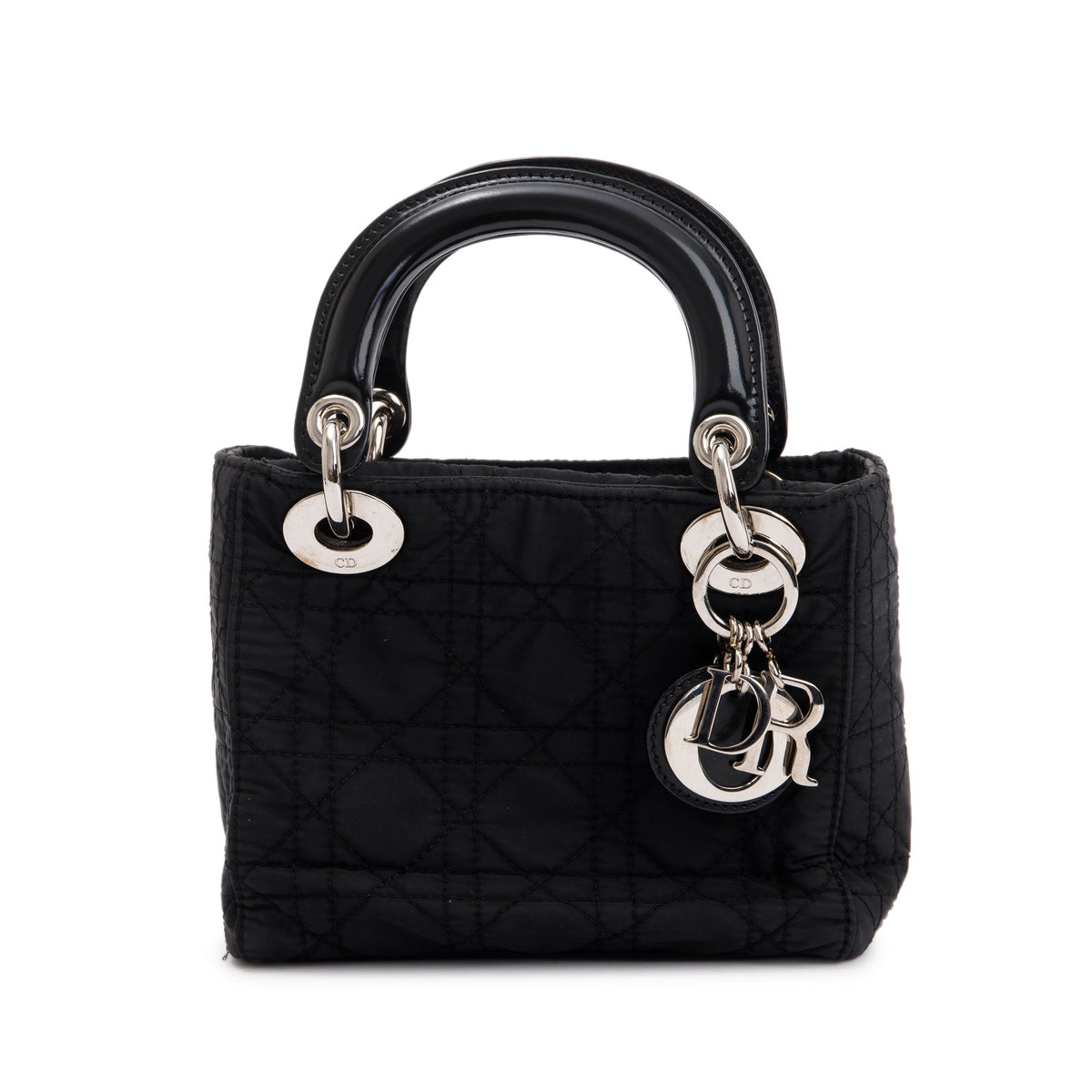Christian Dior Black Cannage Nylon Mini Lady Dior Bag Rovelle Bags